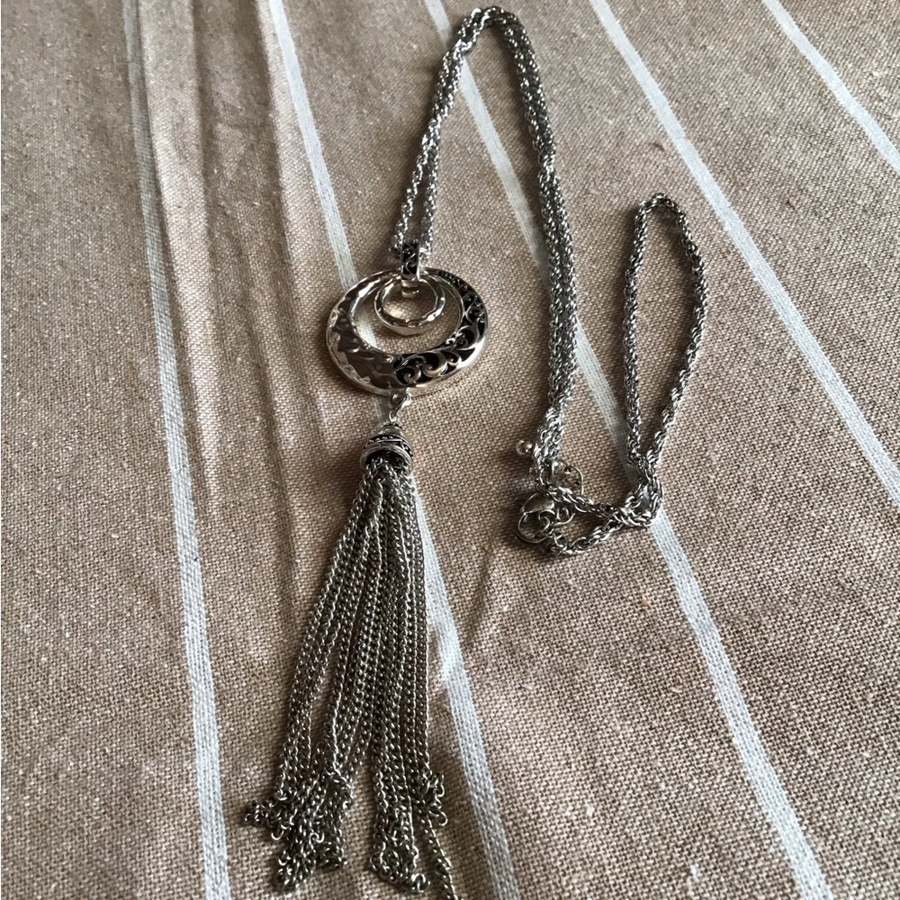 Elegant Silver Tassel Necklace